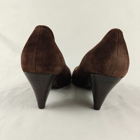 Chocolat Blu Brown Suede Round Toe 3” Heel Pumps Size 7.5 Minimalist Academia - Picture 7 of 8